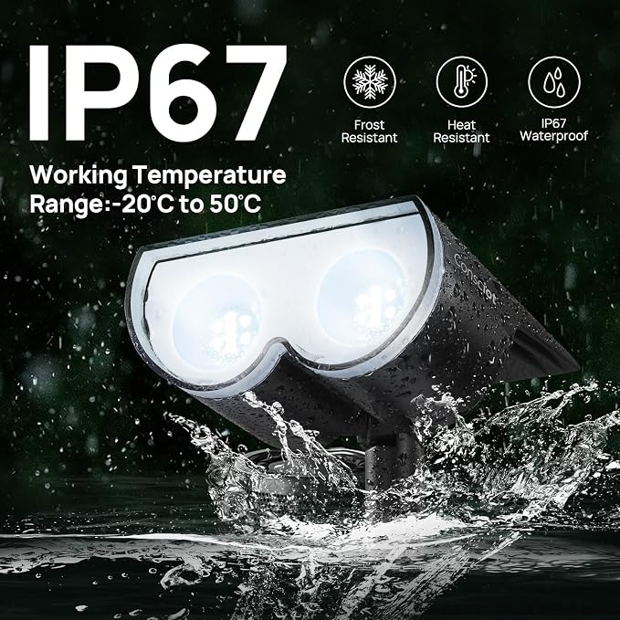 Solar Lights Outdoor Waterproof, Consciot 16 LEDs IP67 Spot Lights Outdoor, Auto On/Off Solar Landscape Spotlights, 2-in-1 Adjustable Wall Lights for Garden Yard Pathway, Cool White 4 Pack