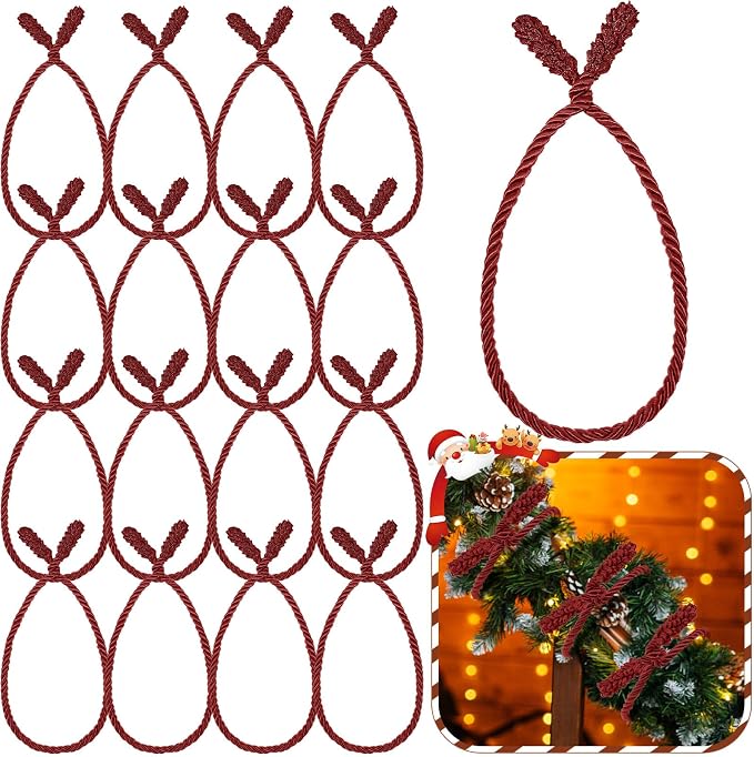 Zhengmy 16 Pcs 20 Inches Christmas Garland Ties Christmas Decorative Twist Ties for Banister Reusable and Flexible Twist for Xmas Home Decorations Holiday Craft Wrapping (Burgundy)
