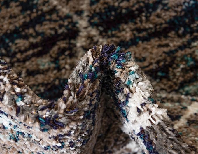 Unique Loom Trellis Frieze Collection Area Rug - Geometric (3' x 5' Oval, Blue Multi/ Ivory)