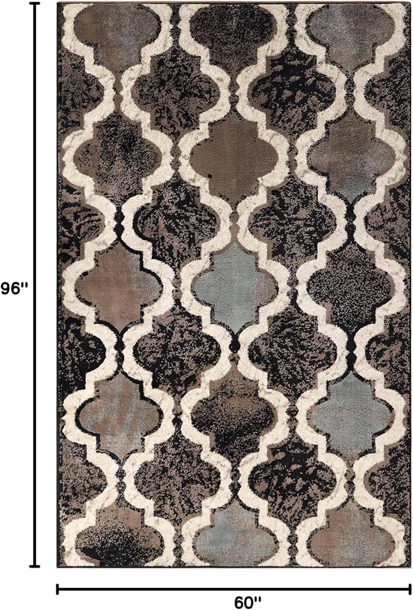 Superior Modern Indoor Area Rug, Non Slip Rug, 5'x8', A Chocolate | Geometric Design Floor Décor, Easy Care High Traffic Areas Living Dining Room, Bedroom, Office, Entryway, Viking Collection