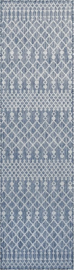 Nourison Home Positano Navy Blue 2'2" x 12' Area Rug - Easy Clean, Non Shedding, Bed Room, Living Room, Dining Room, Kitchen (12' Runner)