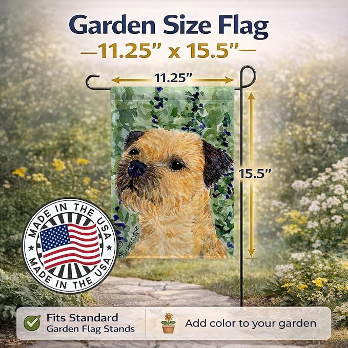 Caroline's Treasures SS8801GF Border Terrier Garden Flag Mailbox Flag Decorative Yard Flag Banner Outside Patio Artwork Yard Flower Beds, Garden Size, Multicolor