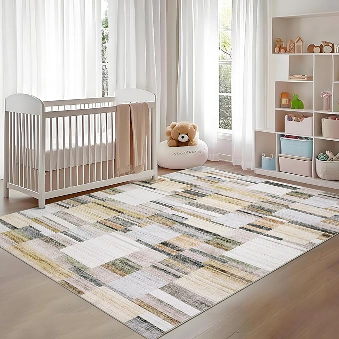 GarveeHome Geometric Area Rug 5x7 Washable Non Slip Bedroom Rug Modern Rugs for Living Room Soft Non Shedding Stain Resistant Low Pile Carpet for Dining Room Office Classroom