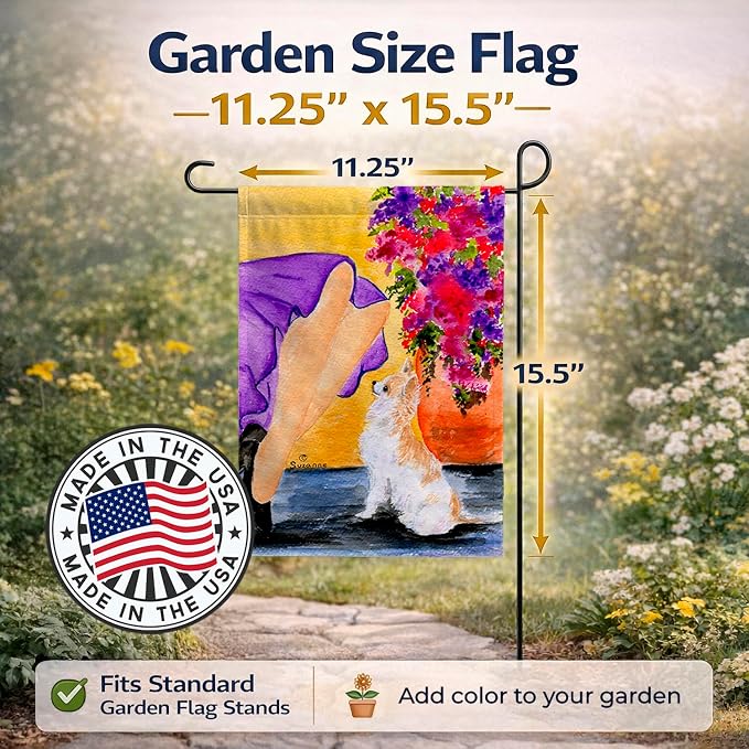 Caroline's Treasures SS8521GF Lady with her Chihuahua Garden Flag Mailbox Flag Decorative Yard Flag Banner Outside Patio Artwork Yard Flower Beds, Garden Size, Multicolor