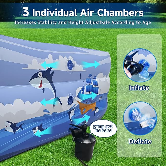 Inflatable Swimming Pool for Kids and Adults- 118" x 68" x 22" Family Full-Sized Blow Up Pools for Kids-Thickened Durable Above Ground Swimming Pool Backyard Lawn, Summer Party Outdoor and Indoor
