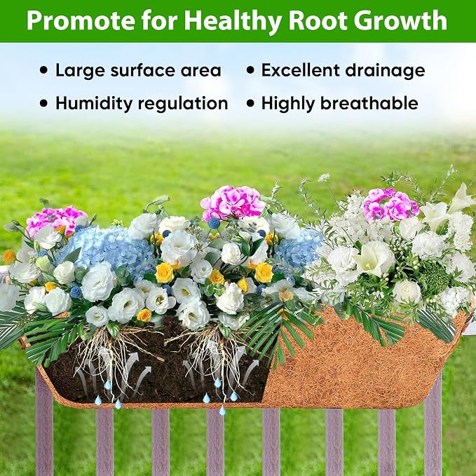 HKZ Deck Balcony Railing Planter Window Boxes - 3 Pack 24 Inch Planter Box, Balcony Planters Railing Hanging, Window Boxes Outdoor Fence Planters
