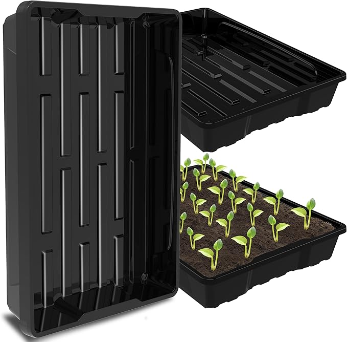 Gardzen 10 Pack Seed Trays, Reusable Plant Grow Trays, Ideal for Seed Starting, Microgreens, Indoor Gardening, and Greenhouse Nurseries - No Drain Holes, 15.7" x 11.6"
