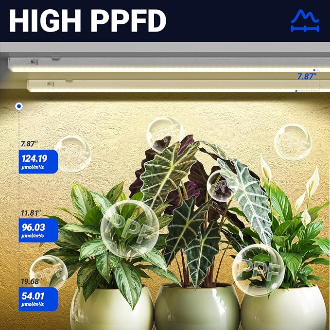 Barrina T5 Grow Lights, Full Spectrum Grow Light, 3ft 128W (8 x 16W, 800W Equivalent), LED Grow Lights for Indoor Plants, Ideal for Indoor Plants, Plant Grow Shelf, Plug and Play, Yellow, 8-Pack