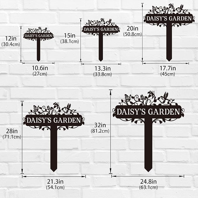 Custom Garden Metal Stake Sign – Personalized Outdoor Name Sign, Decorative Metal Yard Art for Plant Lovers