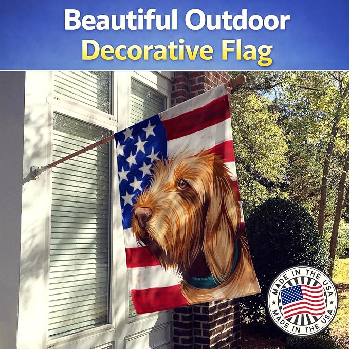 Caroline's Treasures CK6553CHF Griffon Fauve de Bretagne American Flag House Flag Large Porch Sleeve Pole Decorative Outside Yard Banner Artwork Wall Hanging, Polyester, House Size, Multicolor