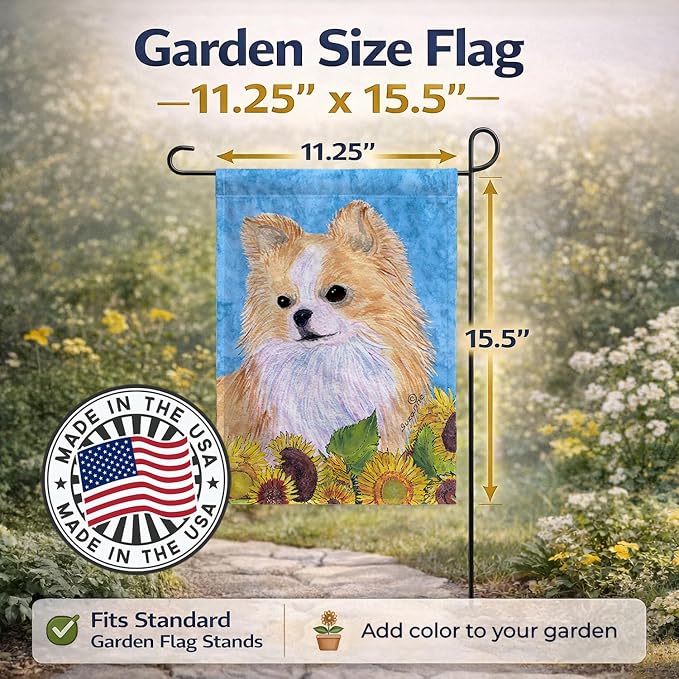 Caroline's Treasures SS4242GF Chihuahua in Summer Flowers Garden Flag Mailbox Flag Decorative Yard Flag Banner Outside Patio Artwork Yard Flower Beds, Garden Size, Multicolor