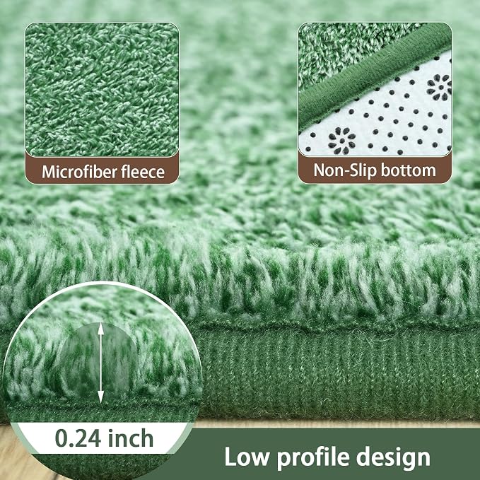 AROGAN 4x6 Area Rugs for Living Room Non Slip Dorm Bedroom Rug, Matte Green | Modern Area Rugs with Soft Memory Foam, Minimalist Washable Indoor Floor Carpet for Dining Room Office Kids Playroom Decor