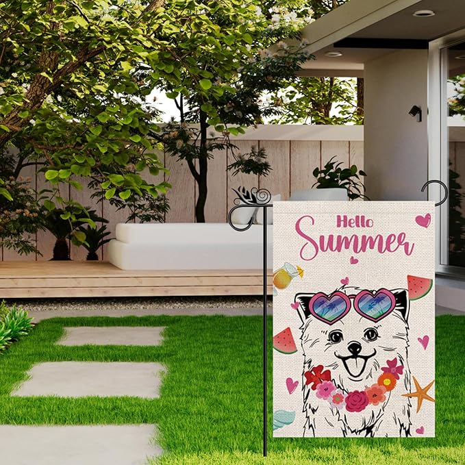 Seasonal Garden Flags Pomeranian Double Sided Flags Set of 11 Holiday Farmhouse Indoor Outdoor Yard Lawn Christmas Gifts Decorations 12.5x18 Inch