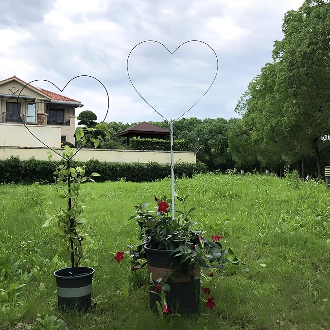 Heart-Shaped Garden Trellis for Climbing Plants, 104cm/41 Iron Plants Climbing Holder Rack for Decorative Potted Plants Flowers Indoor Otdoor (Color : White, Size : 104x42cm/41x16.5in)