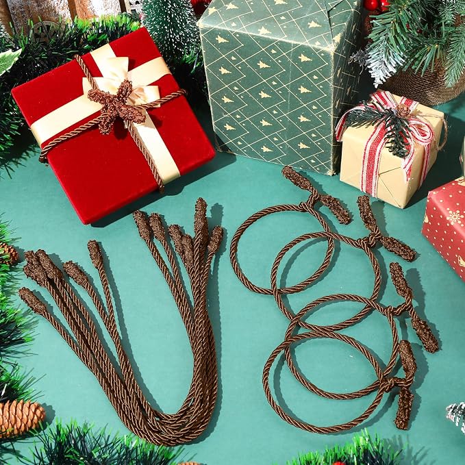 Zhengmy 50 Pcs 20 Inches Christmas Garland Ties Christmas Decorative Twist Ties for Banister Reusable and Flexible Twist for Xmas Home Decorations Holiday Craft Wrapping (Brown)