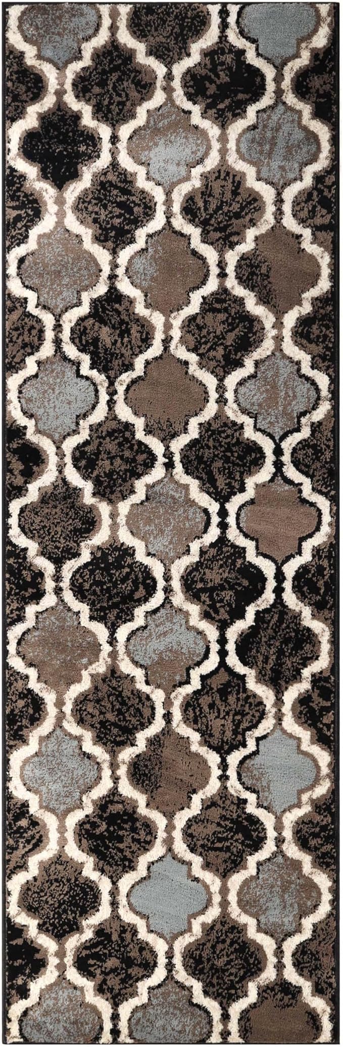 Superior Indoor Runner Rugs, Modern Area Rug, 2'x11', A Chocolate | Geometric Design Floor Décor, Easy Care High Traffic Areas Living Dining Room, Bedroom, Office, Entryway, Viking Collection