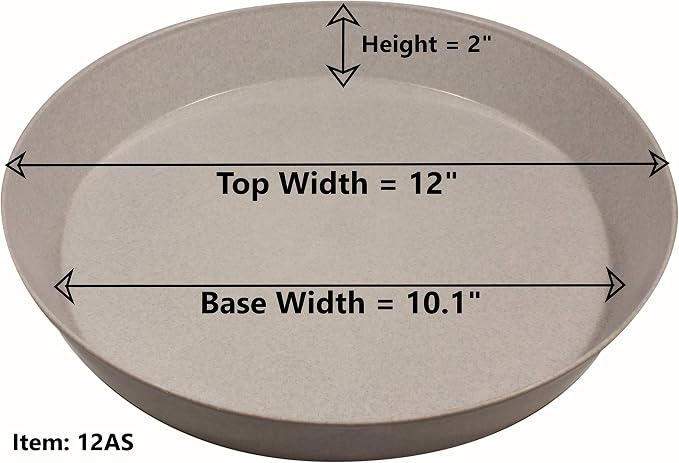 12 Inch (10.1 Inch Base), Black, Case of 10 Plant Saucer | Polypropylene, Heavy Duty Indoor/Outdoor, Drip Pan & Tray, Collects Excess Water, Made in USA