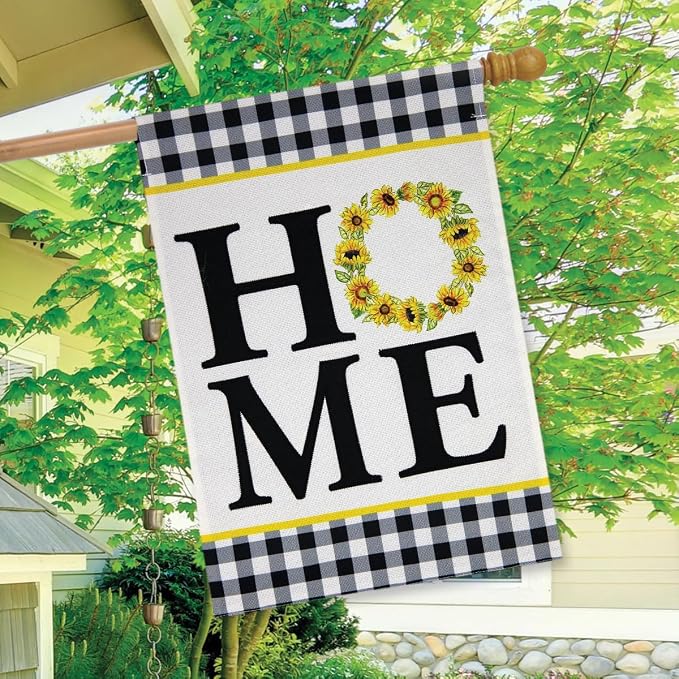 Sunflower Wreath Fall Burlap House Flag 28" x 40" Briarwood Lane