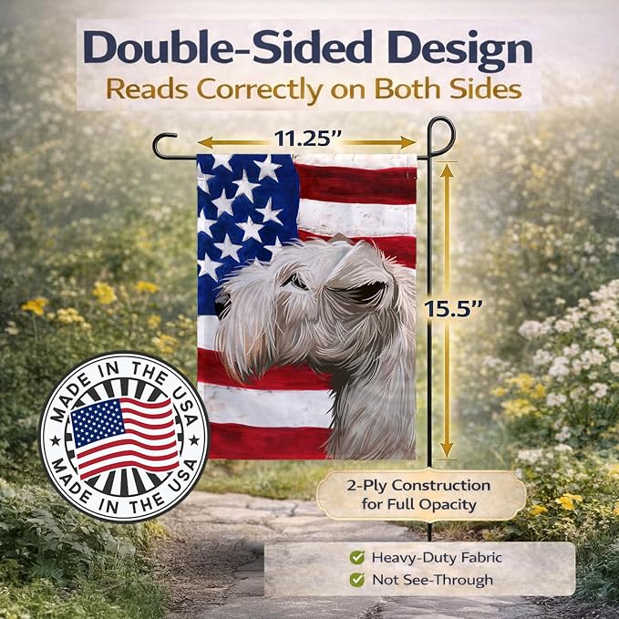 Caroline's Treasures CK6602GF Lakeland Terrier American Flag Garden Flag Mailbox Flag Decorative Yard Flag Banner Outside Patio Artwork Yard Flower Beds, Garden Size, Multicolor