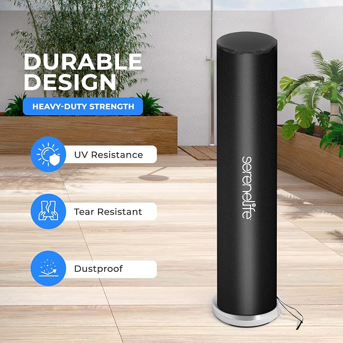 SereneLife Patio Heater Cover for SLOHT44 Infrared Outdoor Electric Space Heater, Heavy Duty Propane Heater Cover, Durable, Tearproof Waterproof Dustproof, Wind/Sunlight/Snow Resistant