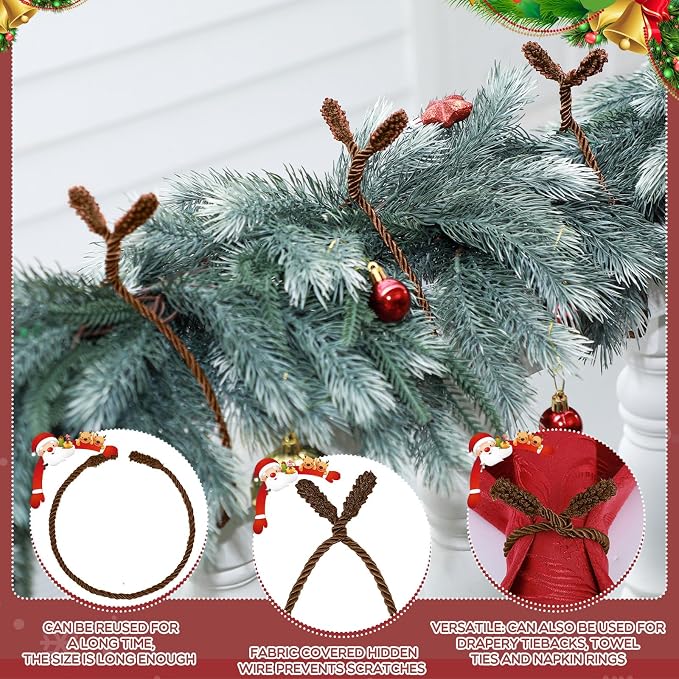 Zhengmy 40 Pcs 25 Inch Extra Long Christmas Garland Ties Christmas Decorative Twist Ties for Banister Reusable Flexible Twist for Holiday Xmas Home Decorations Craft Wrapping (Brown)