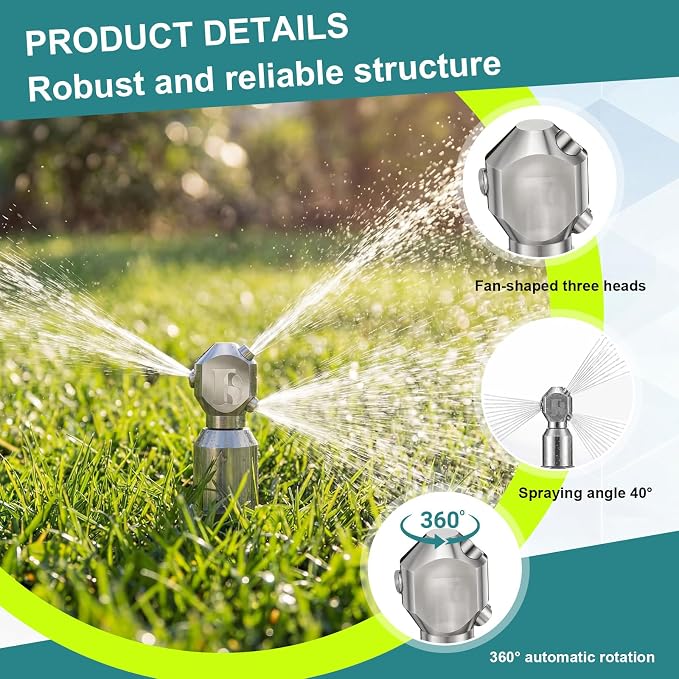 Hicarer 360° Rotating Spray Nozzle 304 Stainless Steel 3/4" Npt Garden Hose Attachment for Patio Cleaning, Small Bucket, Tanks and Dishwashers