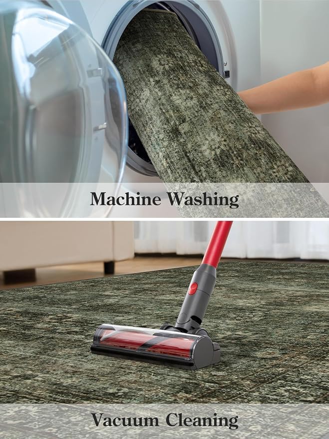 Moynesa Ultra-Thin Washable Teal Non Slip Bathroom Rug - 2x6 Laundry Room Mat, Machine Washable Non-Slip Pet Friendly Carpet Runner for Camper RV Foyer Kitchen Hallway