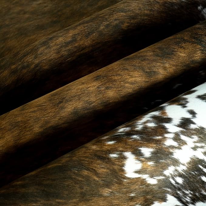 AROGAN Faux Cowhide Rug, Cow Print Animal Area Rug, 4x3 Ft Saddle Brown | Premium Cow Hide Carpet, Western Rug for Bedroom Living Room Decor, Durable Faux Cow Skin Cowhide Area Rug