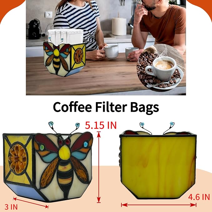 Stained Glass Bee Planter, Plant Pots with Drainage,Cute Flower Pots,Bee Gifts for Women4.6x3x5.15 Inches