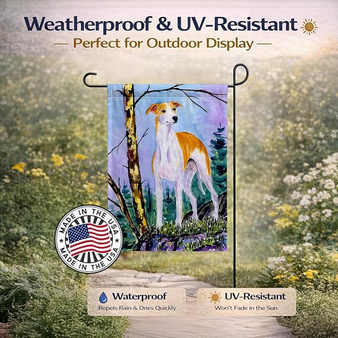 Caroline's Treasures SS8662GF Whippet Garden Flag Mailbox Flag Decorative Yard Flag Banner Outside Patio Artwork Yard Flower Beds, Garden Size, Multicolor