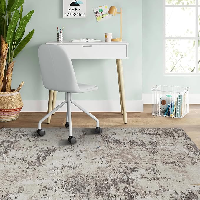 ROYHOME Modern Abstract 2x3 Area Rug Non Slip, Brown Grey | Non Shedding Low Pile Stain Resistant Rug for Entryway Kitchen Bedroom