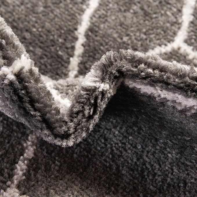 Unique Loom Trellis Frieze Collection Area Rug - Geometric (3' x 5' Oval, Dark Gray/ Ivory)
