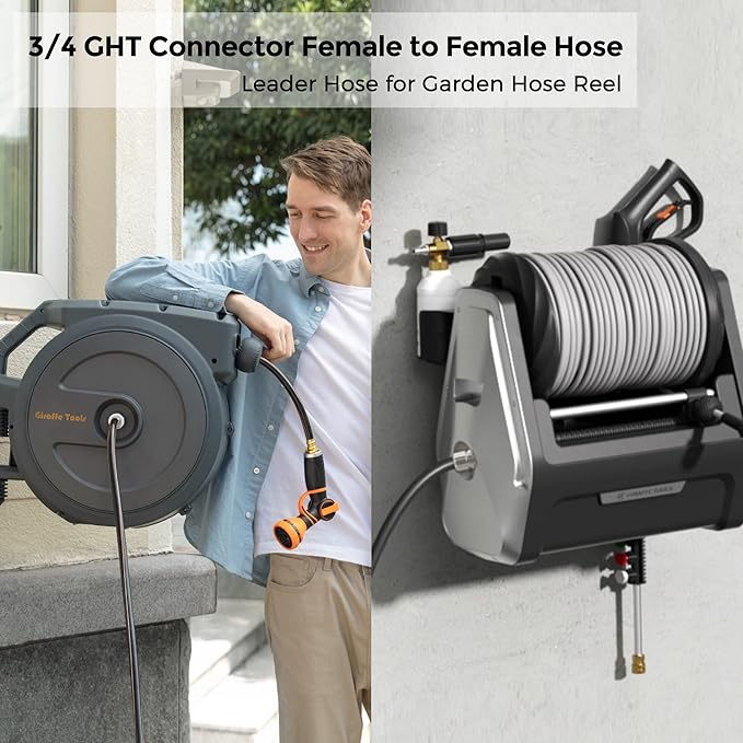 Giraffe Tools Garden Hose 5/8", Custom Length, Heavy Duty, No Kink, Flexible, Rubber Garden Hose, Leakproof Water Hose, 600 Burst PSI, 5ft Female to Female Hose