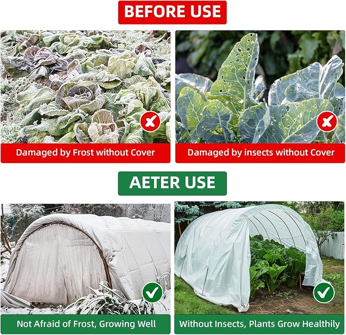 NANYEZH Plant Covers Freeze Protection, 10Ft x 30Ft Frost Blankets for Outdoor Plants, 1.1oz/yd² Garden Floating Row Fabric Cover, Raised Garden Bed Cover for Winter Vegetables, Pest, Sun Protection