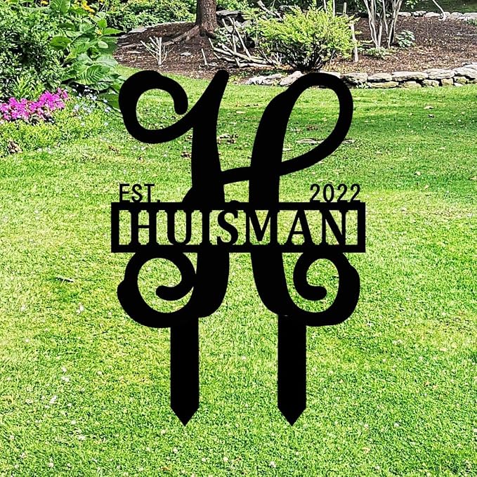 Family Established Yard Sign - Personalized Metal ACM Name Wall Decor for Outdoor - 18 inch Made in USA - Custom Front Porch Door Hanger - Wedding Gift for Couple - Realtor Closing