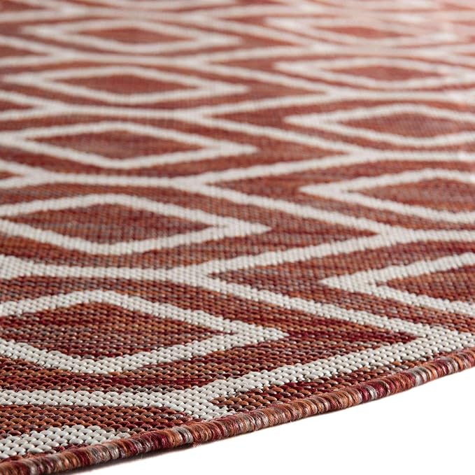 Jill Zarin Outdoor Collection Area Rug - Turks and Caicos (4' Round Rust Red/Ivory)
