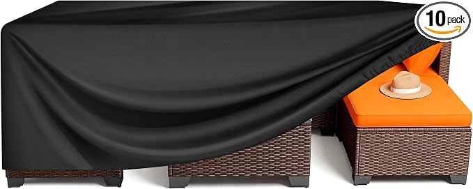 Patio Furniture Covers, Outdoor Furniture Cover Waterproof, General Purpose, Outside Table and Chair Covers, Heavy Duty 420D (Black, 108"L x 82"W x 28"H)