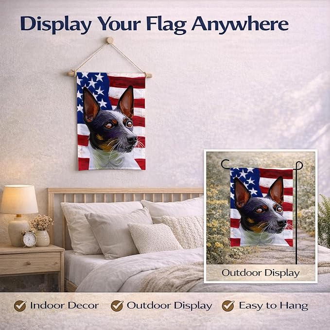 Caroline's Treasures CK6737GF Tenterfield Terrier American Flag Garden Flag Mailbox Flag Decorative Yard Flag Banner Outside Patio Artwork Yard Flower Beds, Garden Size, Multicolor