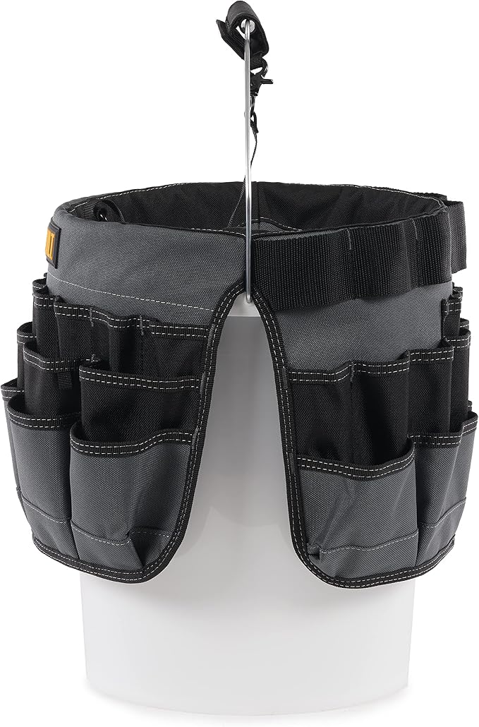 ToughBuilt – Bucket Organizer, 5-Gallon Bucket Tool Organizer with 60 Pockets, Loops & Compartments, Reinforced Fabric for Construction Work (TB-85)