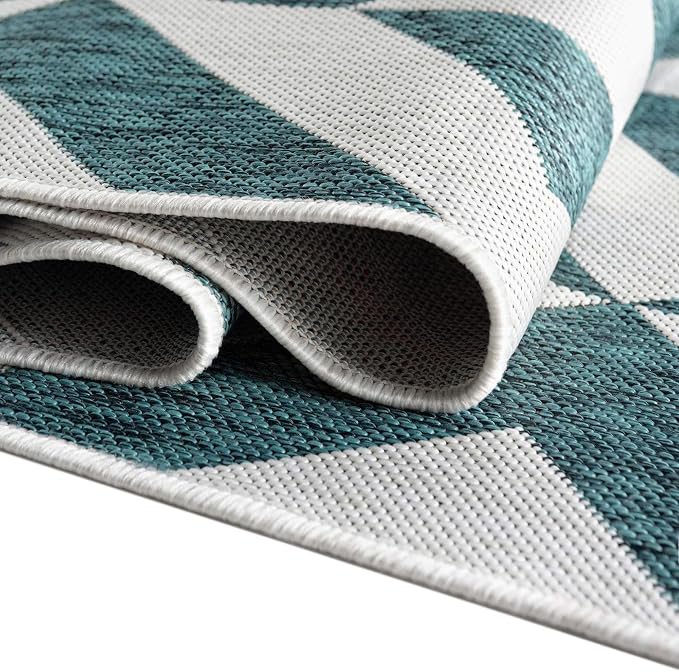 Unique Loom Jill Zarin Outdoor Collection Area Rug - Napa (7' 10" Square, Teal/ Ivory)