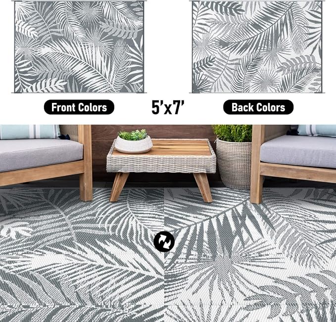 Outdoor Rug 5x7Ft Outdoor Plastic Straw Rug Waterproof Outdoor Rugs for Patios Clearance Indoor Outdoor Rug for Patio Decor Porch Camping