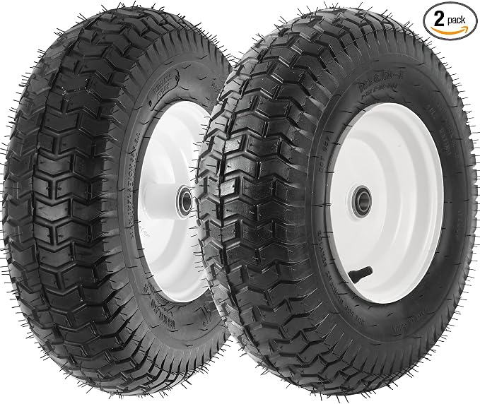 AR-PRO (2-Pack) 16x6.50-8 Tubeless Tire & Wheel Assembly for Garden Trailers and Utility Carts, 3" Offset Hub, 3/4" & 5/8" Bearings, 4-Ply, 615 lbs Load