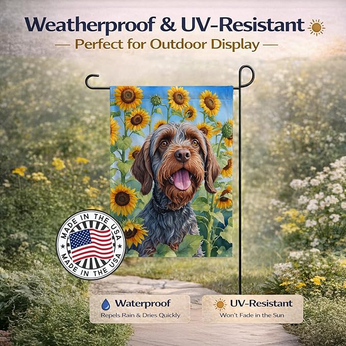 Caroline's Treasures DAC6177GF Wirehaired Pointing Griffon in Sunflowers Garden Flag Mailbox Flag Decorative Yard Flag Banner Outside Patio Artwork Yard Flower Beds, Garden Size, Multicolor