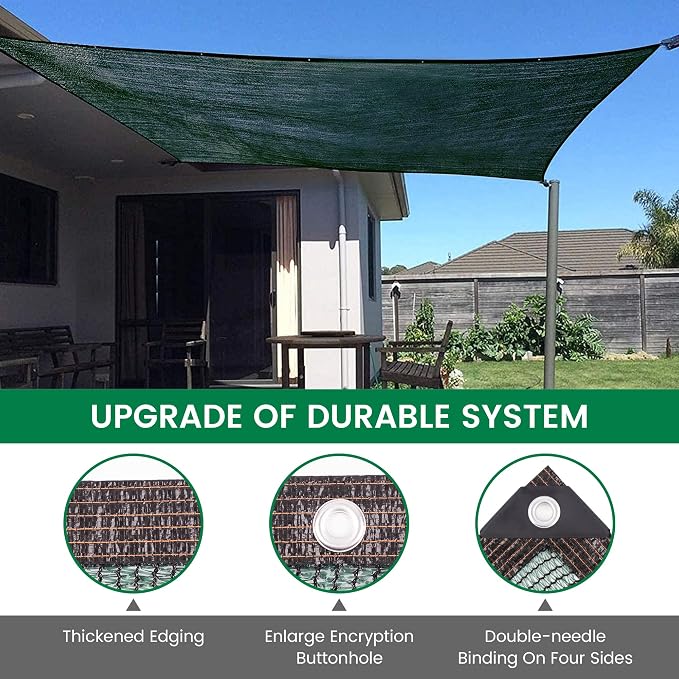 70% 14 X 20 FT Green Shade Cloth, Outdoor Woven Sun Shade with Grommets, Durable Breathable Netting Shading Antifreezing for Patio, Garden, DIY Home, Plants Cover, Greenhouse, Dog Kennel
