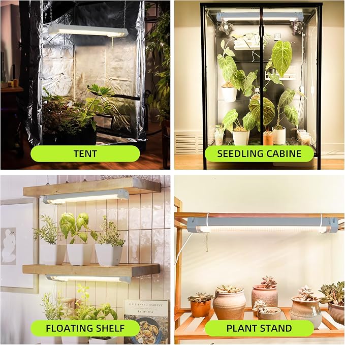Hlite 16 inch Plant Growing Lamps, Hanging Full Spectrum 1 Pack, Yellow | Hanging Grow Light for Indoor Plants with Shade, Linkable Plug and Hanging with On/Off Switch, Seedling to Flowering