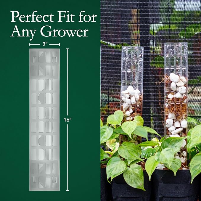 THICCLY V2 GrowPole Medium 5 Pcs – Patented D-Shape Moss Pole for Climbing Plants, Moisture-Locking Closed Back, Stackable Monstera & Philodendron Support