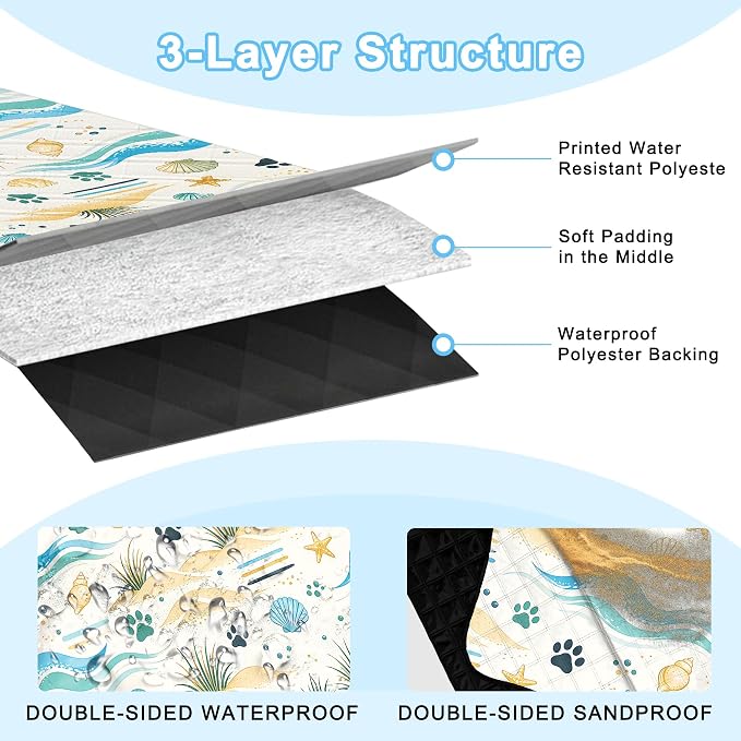 Extra Large Picnic Blanket Waterproof,80"x 80"Foldable Machine Washable Outdoor Blanket,Seashell Beach Blanket for 6-8 Adults,Picnic Mat Suitable for Indoor Crawling,Park Beach,Camping,Hiking,Travel