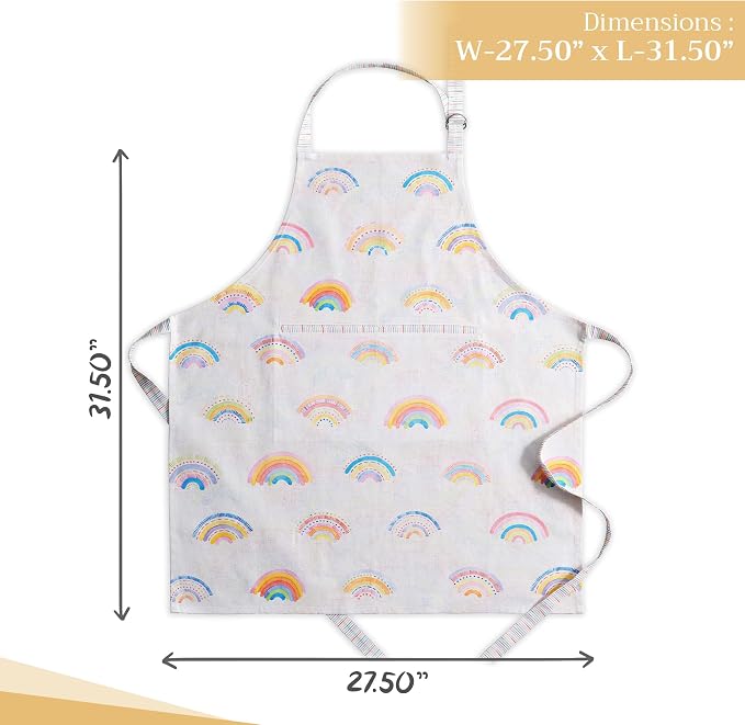 Maison d' Hermine Aprons for women with Pocket 100% Cotton (27.50"x31.50") | Adjustable Neck Strap & long ties Apron Men Chef Wedding Cooking Gardening Server Maid
