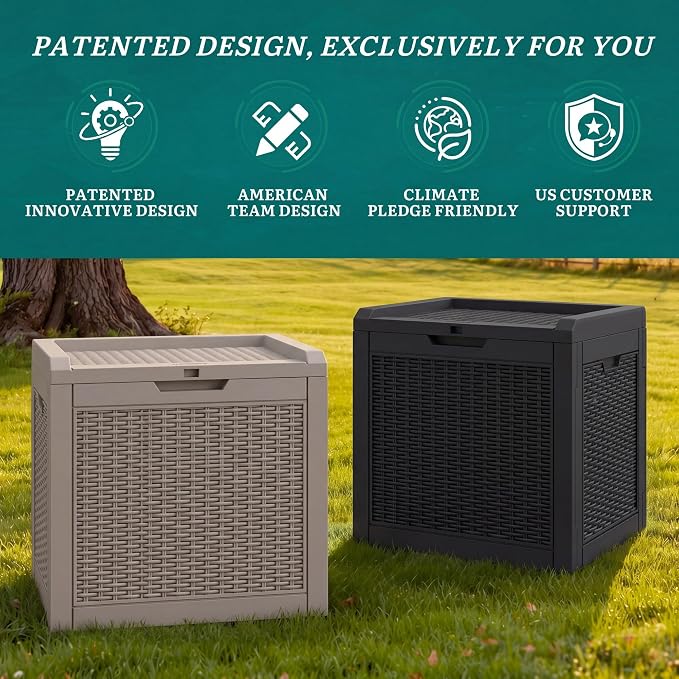 YITAHOME 35 Gallon Outdoor Deck Box | Lockable Waterproof Storage Box, Resin Storage Bin for Patio Cushions, Gardening Tools, UV Resistant, Black