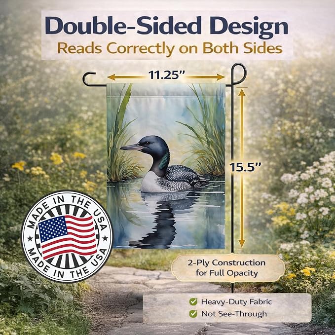 Caroline's Treasures Minnesota Common Loon Garden Flag Mailbox Flag Decorative Yard Flag Banner Outside Patio Artwork Yard Flower Beds, Garden Size, Multicolor